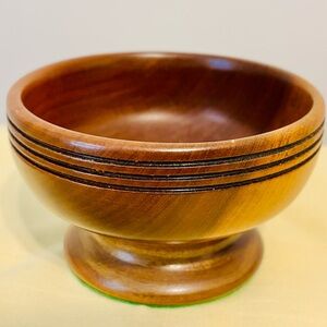 Stunning Handcrafted turned wooden pedestal bowl or vessel.